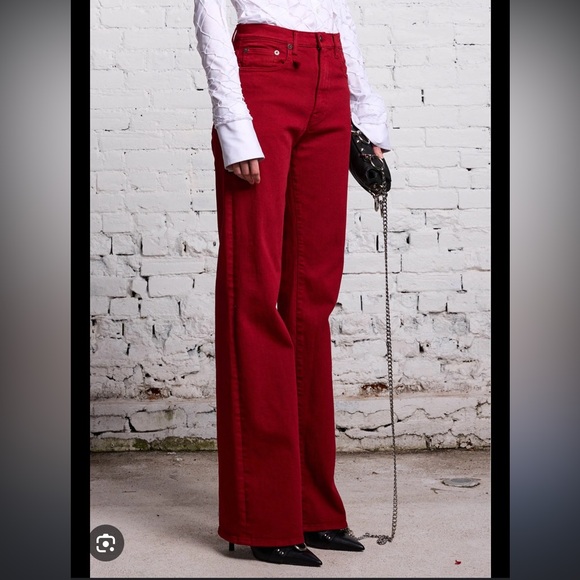 R13 Jane jeans in vivid red stretch - Picture 2 of 3